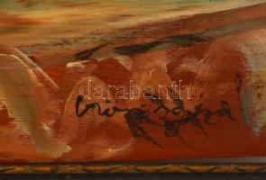 Vörös jelzéssel: Csendélet. Olaj, falemez, sérült, keretben, 50×40 cm