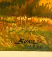 Bóka Dezső (1935-): Őszi táj. Akvarell, papír, jelzett, üvegezett keretben, 40×54 cm