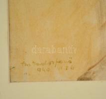 Szabados Jenő (1911 - 1942): Reggel a teraszon Vegyes technika, papír, jelzett,  32×46 cm