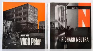 3 db építészet témájú könyv, az Architektúra sorozatból: Major Máté: Goldfinger Ernő. Bp., 1973, Akadémiai Kiadó. Kiadói egészvászon kötésben, papír védőborítóval. Major Máté: Vágó Péter. Bp., 1982, Akadémiai Kiadó. Kiadói egészvászon kötésben, papír védőborítóval. Máté Pál: Richard Neutra. Bp., 1970, Akadémiai Kiadó, Kiadói egészvászon kötésben, papír védőborítóval.