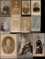 cca 1890 Vegyes fotó tétel, összesen 38 db, hölgy, gyermek, férfi portrék különféle műtermekből, 10,5x6,5 és 17x10 cm közti méretben