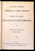 cca 1903 Remekírók képes könyvtára sorozatból: Radó Antal (szerk.): Leopardi és Musset, Budapest, La...