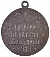1919. "Szent Margit Énekkar - Budapest, Józsefváros / Szűz Margit" fém érem füllel (32mm) ...