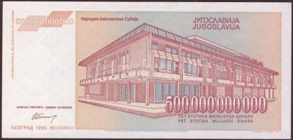 Jugoszlávia 1993. 500.000.000.000D Hungarika! "Milakovszky János" bélyegzővel! T:II+