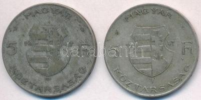 1947. 5Ft Ag "Kossuth" (2x) T:2-3 patina 
Adamo F8.1