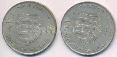 1947. 5Ft Ag "Kossuth" (2x) T:2,2- ph., patina 
Adamo F8.1