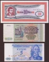 Cári és Vörös Oroszország, Szovjetunió, Transznisztria, Mavrodi privát bankjegyek 5klf db T:I,II,III