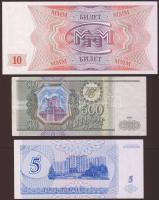 Cári és Vörös Oroszország, Szovjetunió, Transznisztria, Mavrodi privát bankjegyek 5klf db T:I,II,III