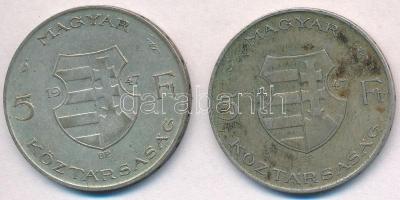 1947. 5Ft Ag "Kossuth" (2x) T:2,2- patina 
Adamo F8.1