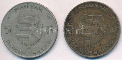 1947. 5Ft Ag "Kossuth" (2x) T:2-,3 patina 
Adamo F8.1