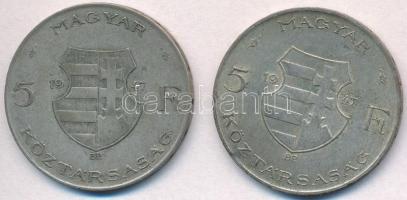 1947. 5Ft Ag "Kossuth" (2x) T:2-,3 patina 
Adamo F8.1