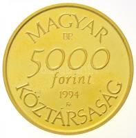 1994. 5000Ft Au "Veszélyeztetett állatvilág - Túzok" tanúsítvánnyal (7,78g/0.584) T:PP kis...