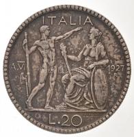 Olaszország 1927R/VI 20L Ag "III. Viktor Emánuel" (14,96g) T:2,2- kis ph., patina
/ Italy...