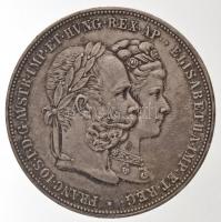 Ausztria 1879. 2G Ag I. Ferenc József és Erzsébet királynő / Ezüstlakodalom (24,65g) T:1- kis ph. / Austria 1879. 2 Gulden Ag Franz Joseph and Elisabeth / Silver Jubilee (24,65g) C:AU small edge error Krause X#M5