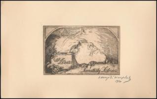 Komjáti-Wanyerka Gyula (1894-1958): Erotikus ex libris Koronthály Kálmán. Rézkarc, papír, jelzett, l...