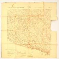 1917 Fiume és környéke olasz katonai térkép. Szakadásokkal. / Italian military map of Fiume. With tears. 55x51 cm