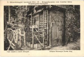 Zboró, Zborov; Tiszti fedezék a zborói várhegyen, Fritz Antal kiadása. 5. Sárosvármegyei harcterek 1914-15 / Offiziers Wohnungen Zboróer Burg, Kriegschauplatz vom Comitat Sáros / WWI officers' quarter in the castle (EK)