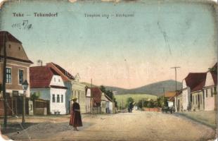 Teke, Tekendorf, Teaca; Templom utca / Kirchgasse / church street (EB)
