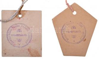 ~1910. "Erdély Részi Falka Vadász Társulat - Kolozsvárott" jegy kitűző, (2xklf) 10K értékb...