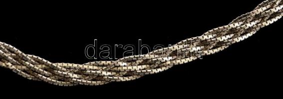 Ezüst(Ag) hatszálas fonott nyaklánc, jelzett, h: 40,5 cm, nettó: 10 g