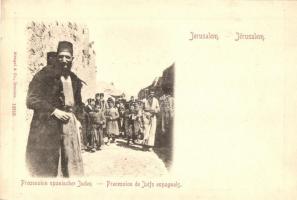 Prozession spanischer Juden in Jerusalem / Spanyol zsidók körmenete Jeruzsálemben, Judaika / The procession of Spanish Jews in Jerusalem, Judaica (ragasztónyomok / glue marks)