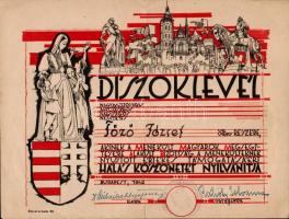1942 Díszoklevél menekült magyarok megsegítésében tanúsított kiválóságért 29x21 cm