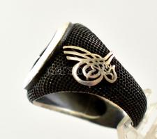 Ezüst(Ag) keleti mintás gyűrű, jelzett, méret: 61, nettó: 9,6 g