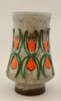 Retro váza, kézzel festett mázas kerámia, jelzett, hibátlan, m:18 cm