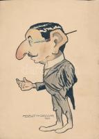 Asboth Oszkár (1891-1960) Feltaláló 5 db rajza, karikatúrája. 1909 körül, különböző témákban. Jelzettek. Ceruza, papír.