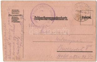 1916 Első világháborús eredeti, kézzel rajzolt K.u.K. tábori lap osztrák-magyar katonával / WWI K.u....