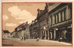 Uhersky Brod, Ungarisch Brod; Ringplatz, Drogerie / street view with pharmacy, shop of Moriz Schonhauser and Emil Neumann