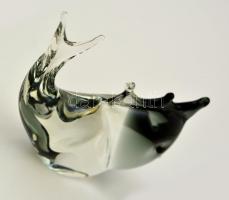 Muranói jelzett üveg hal dísz. Hibátlan, eredeti márka-matricával / Murano marked glass fish. 15x10 ...