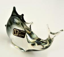 Muranói jelzett üveg hal dísz. Hibátlan, eredeti márka-matricával / Murano marked glass fish. 15x10 ...