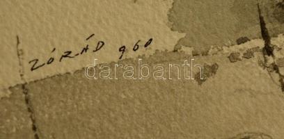 Zórád Ernő (1911-2004): Toldi estéje illusztráció. Akvarell-tus, papír, jelzett, 26×19 cm