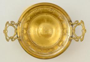 Rezezett alpakka füles kínáló, kopott, m:10 cm, 31×22 cm