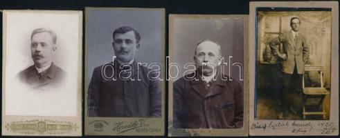 cca 1900-1925 Férfiakról készült műtermi fotók, 8 db, 9x6 és 16x10 cm közötti méretekben