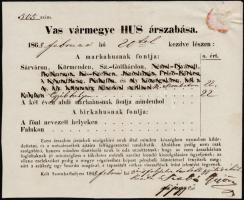 1858 Vas megyei magyar nyelvű húsárú hirdetmény