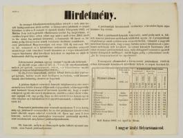 1866 Lótenyésztési díjakra vonatkozó hirdetmény 45x35 cm