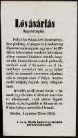 1854 Hirdetmény lóvásárlás tárgyában 24x34 cm