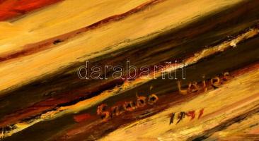 Szabó Lajos (?-): Virágcsendélet. Olaj, farost, jelzett, 70×50 cm