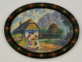 Vass jelzéssel: Erdélyi táj. Olaj, karton, üvegezett keretben, 12,5x17,5 cm