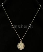 Ezüst(Ag) nyaklánc, Szent Imre ezüst(Ag) medállal, jelzett, h: 38 cm, nettó: 4,8 g