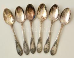 Szovjet kanál készlet (6 db), műbőr dobozban, ezüstözött alpakka, h:17 cm