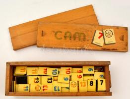 Régi komplett bakelit táblajáték eredeti fa dobozában .Hiánytalan, komplett. / Vintage wood and bakelit board game in original box