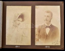 1941 Nemesi fotóalbum: berethei Marton Ödön (1867-?) és felesége, Belatiny-Braun Irma (?-?) fényképei 1867-től 1940-ig, félbőr kötésű, címerekkel díszített albumba rendezve