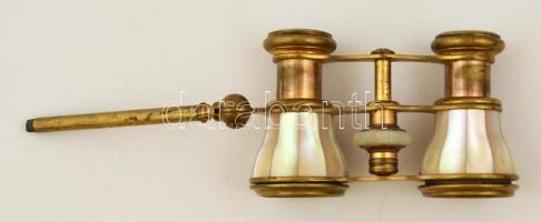 Jelzett gyöngyház berakásos színházi látcső. WK jelzéssel. szép állapotban