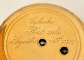 XIX. sz. eleje. Aquilles Lepin 18K arany női zsebóra, arany felhúzókulccsal, melyen geometrikus és t...