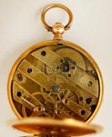 XIX. sz. eleje. Aquilles Lepin 18K arany női zsebóra, arany felhúzókulccsal, melyen geometrikus és t...