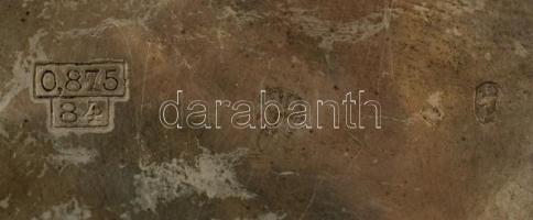 XIX, sz. vége. Különleges rugós szerkezetű ezüst 8 napos zsebóra, festett porcelán számlappal, előre...