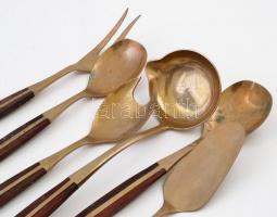 Rózsafa nyelű réz evőeszköz készlet / Rose-wood, copper cuttlery set